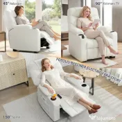 HOMCOM Fotoliu Relax Electric Reclinabil 150° cu Suport pentru Picioare, Funcție Memorie, Telecomandă, din Catifea, Crem | Aosom Romania 