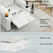 HOMCOM Fotoliu Relax Electric Reclinabil 150° cu Suport pentru Picioare, Funcție Memorie, Telecomandă, din Catifea, Crem | Aosom Romania 