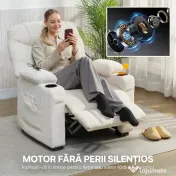 HOMCOM Fotoliu Relax Electric Reclinabil 150° cu Suport pentru Picioare, Funcție Memorie, Telecomandă, din Catifea, Crem | Aosom Romania 