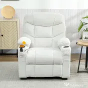 HOMCOM Fotoliu Relax Electric Reclinabil 150° cu Suport pentru Picioare, Funcție Memorie, Telecomandă, din Catifea, Crem | Aosom Romania 