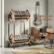 HOMCOM Organizator CD-uri pentru 50 CD-uri, Organizator Viniluri 2 Niveluri din Metal pentru DVD-uri, Cărți, Albume, Negru | Aosom Romania 