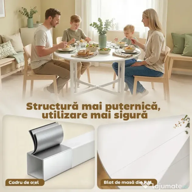 HOMCOM masă pliabilă compactă transformabilă lemn oțel modernă | Aosom Romania