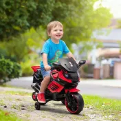 AIYAPLAY Motocicletă Electrică pentru Copii 18-36 luni, 6V, cu Roți Detașabile, Faruri și Melodii, Roșu | Aosom Romania 