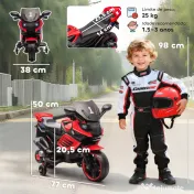 AIYAPLAY Motocicletă Electrică pentru Copii 18-36 luni, 6V, cu Roți Detașabile, Faruri și Melodii, Roșu | Aosom Romania 