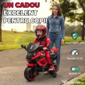 AIYAPLAY Motocicletă Electrică pentru Copii 18-36 luni, 6V, cu Roți Detașabile, Faruri și Melodii, Roșu | Aosom Romania 