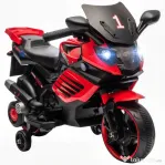 AIYAPLAY Motocicletă Electrică pentru Copii 18-36 luni, 6V, cu Roți Detașabile, Faruri și Melodii, Roșu