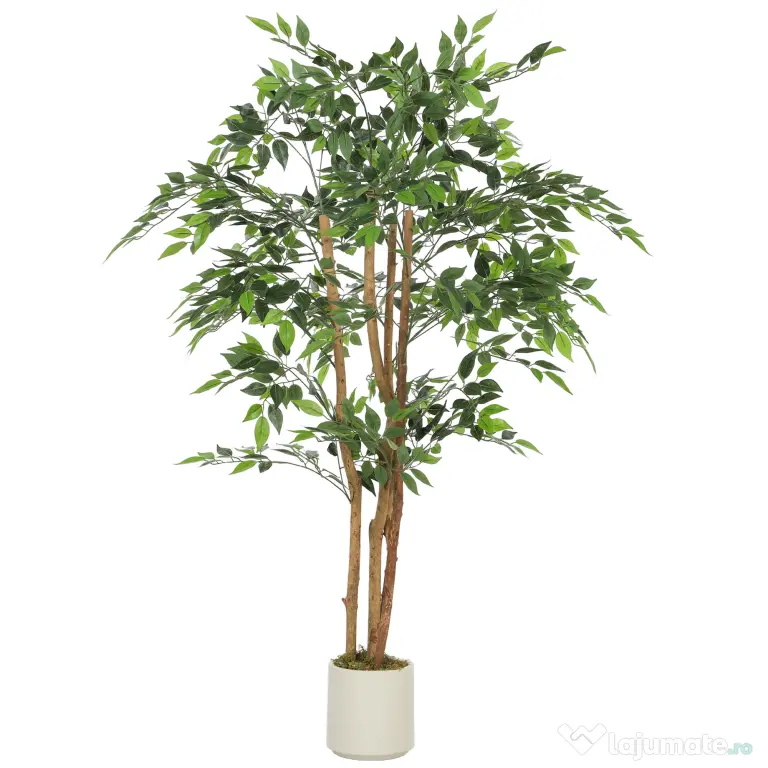 HOMCOM Plantă Artificială Banian cu Ramuri Modelabile din PEVA și Lemn, 65 x 65 x 150 cm, Verde