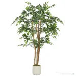 HOMCOM Plantă Artificială Banian cu Ramuri Modelabile din PEVA și Lemn, 65 x 65 x 150 cm, Verde