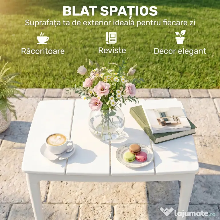 Outsunny Măsuță de Cafea, Măsuță Joasă din Rășină | Aosom Romania