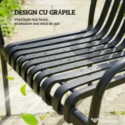 Set 4 Scaune de Grădină Outsunny Stivuibile din PP Rezistent la Razele UV, Scaune de Luat Masa pentru Exterior cu Spătar Ergonomic cu Lamele și Brațe, pentru Terasă, Balcon, Grădină, 55x58,5x81,5 cm, Negru | Aosom Romania 