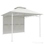 Outsunny Foișor de Grădină 3x3 m cu Corturi, Buzunare pentru Depozitare și Cârlig la Tavan, Foișor din Metal cu Acoperiș Dublu, Orificii de Drenaj, UV30+, Crem | Aosom Romania 