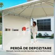 Outsunny Foișor de Grădină 3x3 m cu Corturi, Buzunare pentru Depozitare și Cârlig la Tavan, Foișor din Metal cu Acoperiș Dublu, Orificii de Drenaj, UV30+, Crem | Aosom Romania 