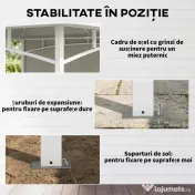 Outsunny Foișor de Grădină 3x3 m cu Corturi, Buzunare pentru Depozitare și Cârlig la Tavan, Foișor din Metal cu Acoperiș Dublu, Orificii de Drenaj, UV30+, Crem | Aosom Romania 