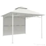 Outsunny Gazebo de grădină 3x3 m din metal cu perdele, buzunare pentru depozitare și cârlig de tavan, alb crem