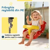 AIYAPLAY Leagăn pentru Copii de Interior și Exterior, Leagăn de Grădină pentru Bebeluși și Copii 9-36 Luni, Coardă Reglabilă și Centură de Siguranță | Aosom Romania