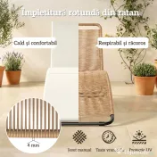 Outsunny Șezlong din Ratan Forma S cu Pernă, Șezlong de Grădină cu Structură din Oțel, pentru Terasă, Plajă, Piscină, Grădină, 175x57x80cm, Crem | Aosom Romania
