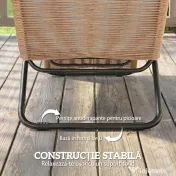 Outsunny Șezlong din Ratan Forma S cu Pernă, Șezlong de Grădină cu Structură din Oțel, pentru Terasă, Plajă, Piscină, Grădină, 175x57x80cm, Crem | Aosom Romania