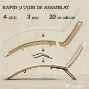 Outsunny Șezlong din Ratan Forma S cu Pernă, Șezlong de Grădină cu Structură din Oțel, pentru Terasă, Plajă, Piscină, Grădină, 175x57x80cm, Crem | Aosom Romania