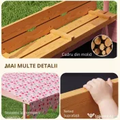AIYAPLAY Ladă de Nisip pentru Copii 3-6 Ani cu Acoperiș cu Flamingo, Scaune Pliabile, Capac și Husă Incluse, Ladă de Joacă din Lemn de Brad, 134,5x127,5x130 cm, Roz | Aosom Romania 