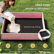 AIYAPLAY Ladă de Nisip pentru Copii 3-6 Ani cu Acoperiș cu Flamingo, Scaune Pliabile, Capac și Husă Incluse, Ladă de Joacă din Lemn de Brad, 134,5x127,5x130 cm, Roz | Aosom Romania 