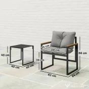 Outsunny Set Bistro pentru 2 Persoane, Set din 3 Piese pentru Grădină cu Cadrul din Metal și Perne Groase | Aosom Romania 