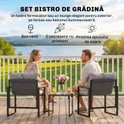 Outsunny Set Bistro pentru 2 Persoane, Set din 3 Piese pentru Grădină cu Cadrul din Metal și Perne Groase | Aosom Romania 