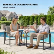 Outsunny Set Bistro pentru 2 Persoane, Set din 3 Piese pentru Grădină cu Cadrul din Metal și Perne Groase | Aosom Romania 