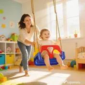 Outsunny Leagăn pentru Copii 3 în 1 de Interior și Exterior, Leagăn de Grădină pentru Bebeluși și Copii 9-36 Luni, Frânghie Reglabilă 120-180 cm și Centură de Siguranță, 42x33x120-180 cm, Albastru | Aosom Romania 