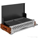 Outsunny Grătar Portabil cu Cărbune, Tava Detașabilă, din Oțel Inoxidabil și Metal, 50,5x34x33 cm, Negru