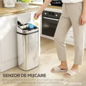 HOMCOM Cos de gunoi cu senzor 50L inox elegant | Aosom Romania 