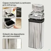 HOMCOM Cos de gunoi cu senzor 50L inox elegant | Aosom Romania 