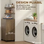 HOMCOM Dulap Masă de Călcat Pliabil cu Suport pentru Fier și Haine cu Compartiment Deschis, 154x55x87 cm, Maro | Aosom Romania