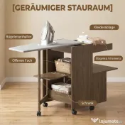 HOMCOM Dulap Masă de Călcat Pliabil cu Suport pentru Fier și Haine cu Compartiment Deschis, 154x55x87 cm, Maro | Aosom Romania
