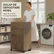 HOMCOM Dulap Masă de Călcat Pliabil cu Suport pentru Fier și Haine cu Compartiment Deschis, 154x55x87 cm, Maro | Aosom Romania