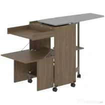 HOMCOM Dulap Masă de Călcat Pliabil cu Suport pentru Fier și Haine cu Compartiment Deschis, 154x55x87 cm, Maro