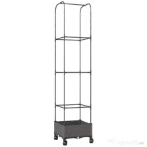 Outsunny Jardinieră Înălțată Autoirigantă din Metal cu Spalier de 185 cm, cu 4 Roți Blocabile pentru Plante Cățărătoare, Recipient cu Găuri de Drenaj pentru Legume și Flori, Negru