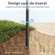 Outsunny Umbrelă de Plajă Inclinabilă cu Ancoră pentru Nisip și Geantă de Transport, Ø150x185 cm, Gri Închis | Aosom Romania
