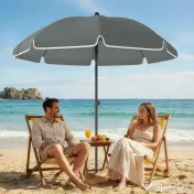 Outsunny Umbrelă de Plajă Inclinabilă cu Ancoră pentru Nisip și Geantă de Transport, Ø150x185 cm, Gri Închis | Aosom Romania