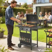 Outsunny Grătar cu plită din fontă | Aosom Romania
