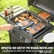 Outsunny Grătar cu plită din fontă | Aosom Romania