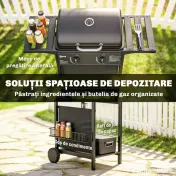 Outsunny Grătar cu plită din fontă | Aosom Romania