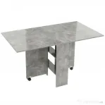 HOMCOM Masă de Dining Pliabilă cu Extensii și Roți cu Frână pentru 4-6 Persoane, Birou Pliabil,140x80x74 cm, Gri Ciment