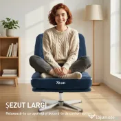 HOMCOM Fotoliu de Living Pivotant Îmbrăcat în Chenilă cu Șezut Lat, Fotoliu Modern pentru Dormitor cu Picioare Metalice, Albastru Închis | Aosom Romania 
