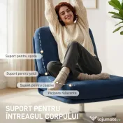 HOMCOM Fotoliu de Living Pivotant Îmbrăcat în Chenilă cu Șezut Lat, Fotoliu Modern pentru Dormitor cu Picioare Metalice, Albastru Închis | Aosom Romania 