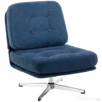 HOMCOM Scaun de Salon Rotativ, din Țesătură cu Efect Catifea și Metal, 70x87x84 cm, Albastru Închis