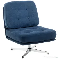 HOMCOM Scaun de Salon Rotativ, din Țesătură cu Efect Catifea și Metal, 70x87x84 cm, Albastru Închis