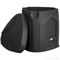 Outsunny Compostor de Grădină 240L Triunghiular Rotativ cu 66 Guri de Aerisire și 3 Uși, din PP, 78x75x78 cm, Negru