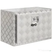 HOMCOM Cutie de Scule din Aluminiu cu Încuietoare și 2 Chei, Box de Depozitare 76L, Rezistentă și Impermeabilă, pentru Pickup Rulote Remorci, 60,9x35,5x40,6cm, Argintiu | Aosom Romania