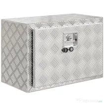 HOMCOM Cutie pentru Unelte de 76L din Aluminiu cu Încuietoare, 2 Chei și Mâner Lateral, 60,9x35,5x40,6 cm, Argintiu