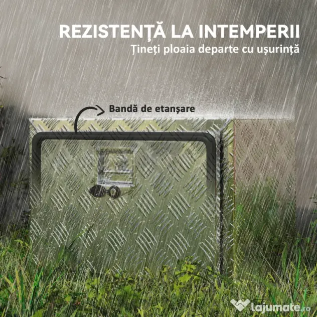 HOMCOM Cutie pentru Unelte de 76L din Aluminiu cu Încuietoare, 2 Chei și Mâner Lateral, 60,9x35,5x40,6 cm, Argintiu